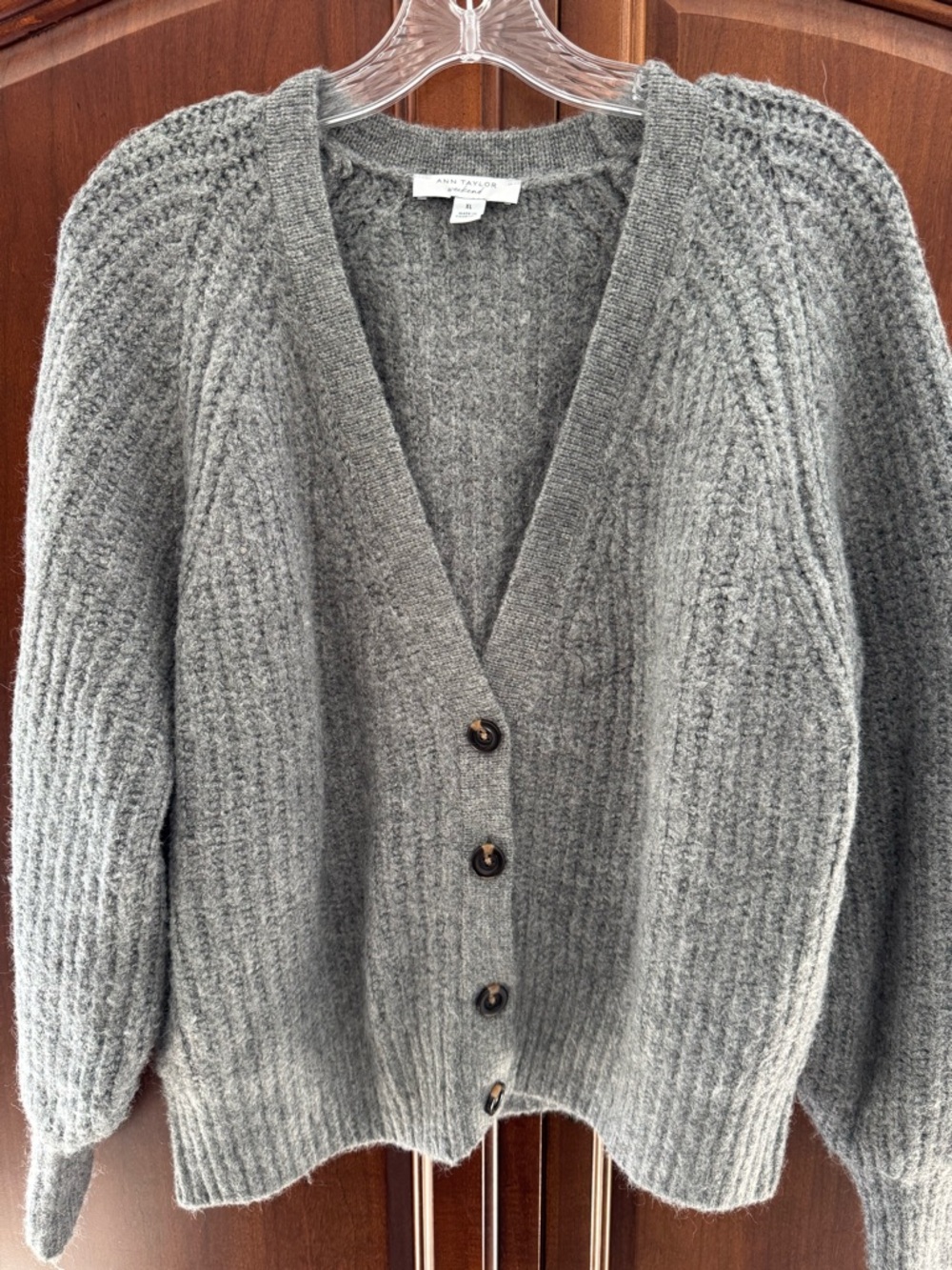 Gray Button-Front Women's Cardigan Sweater - Ann Taylor